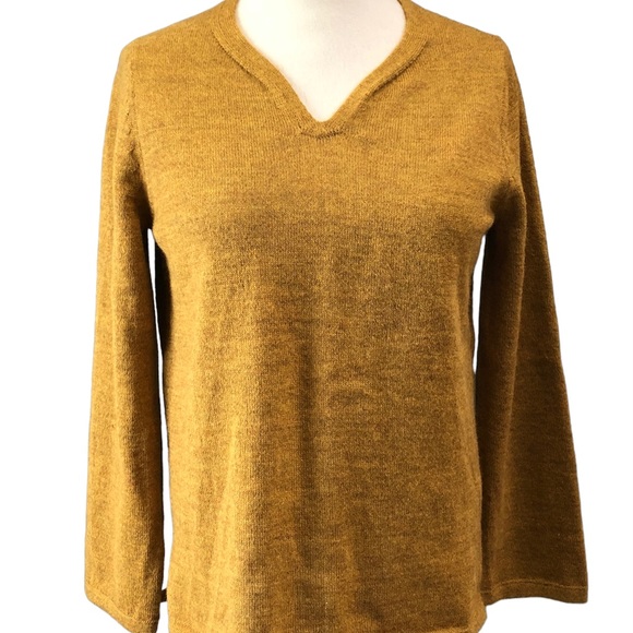Kuna Baby Alpaca Sweater, Mustard/Gold, Pullover, V Neck, Sz S - Picture 1 of 13